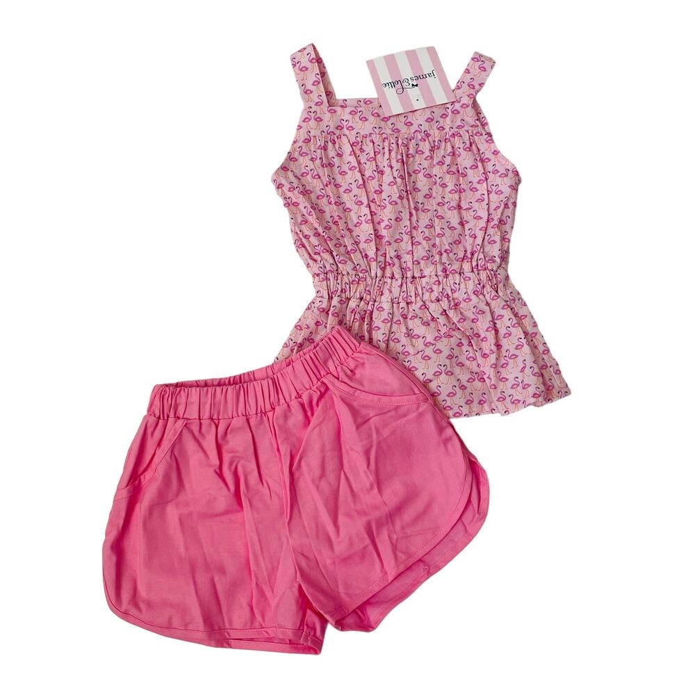 NWT James & Lottie Size 8 Pink Flamingo Sara Short Set